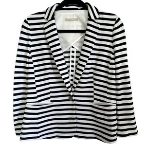 BANANA REPUBLIC Black and White Striped Ponte Blazer Knit Jacket Women's Size 6